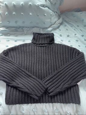 Topshop Black  Ribbed Turtleneck Sweater